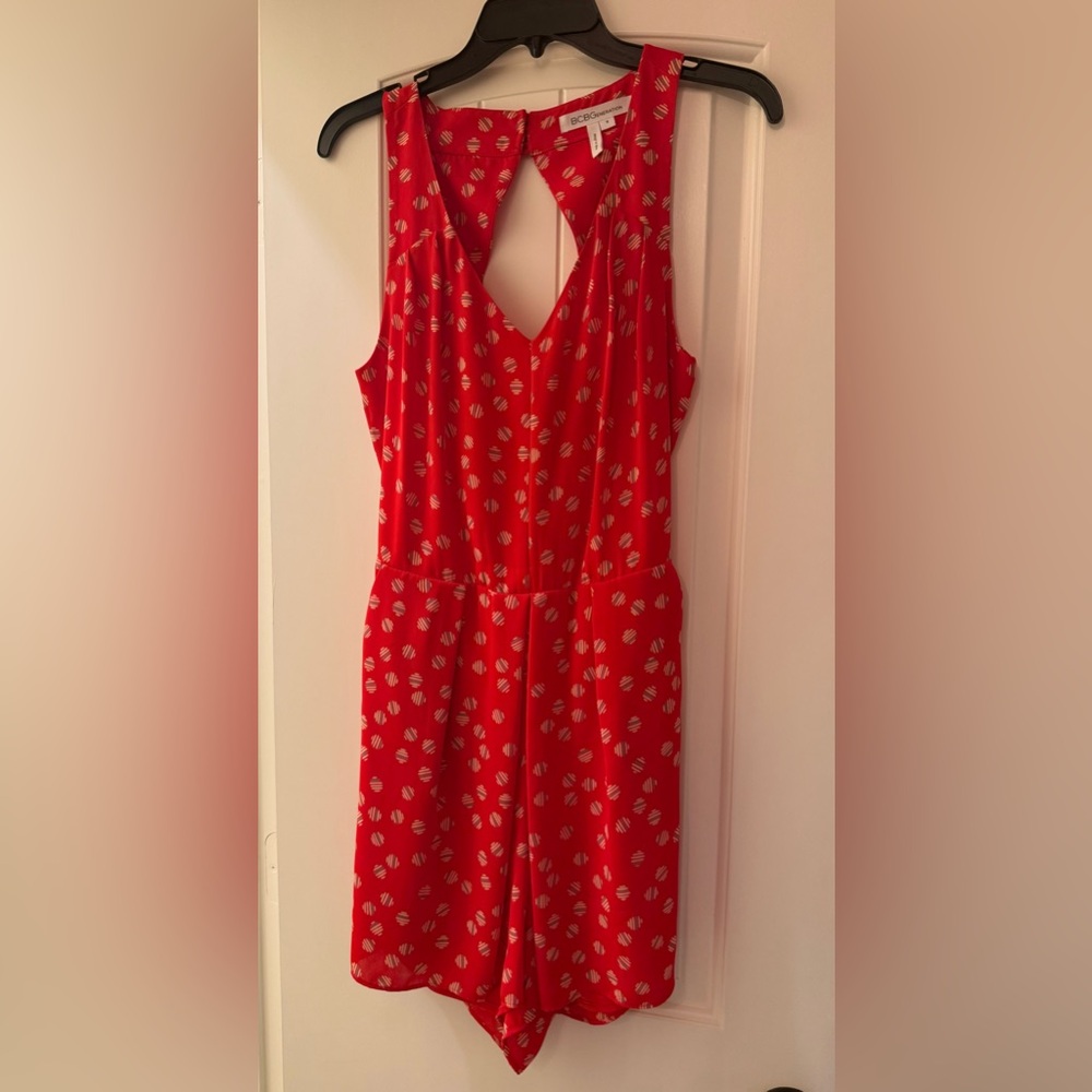 BCBGeneration Red and White Halter Sundress
